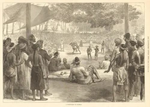 Colonial-era Lethwei village tournament in Myanmar — historical sketch