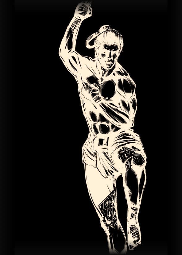 Lethwei warrior illustration — traditional Myanmar bare-knuckle fighter in striking pose